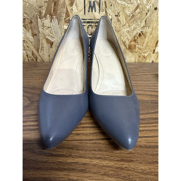 Calvin Klein 'ASHLEY' Women's Classic  Gray Pumps /yellow Heels Size US 8M - Picture 1 of 9